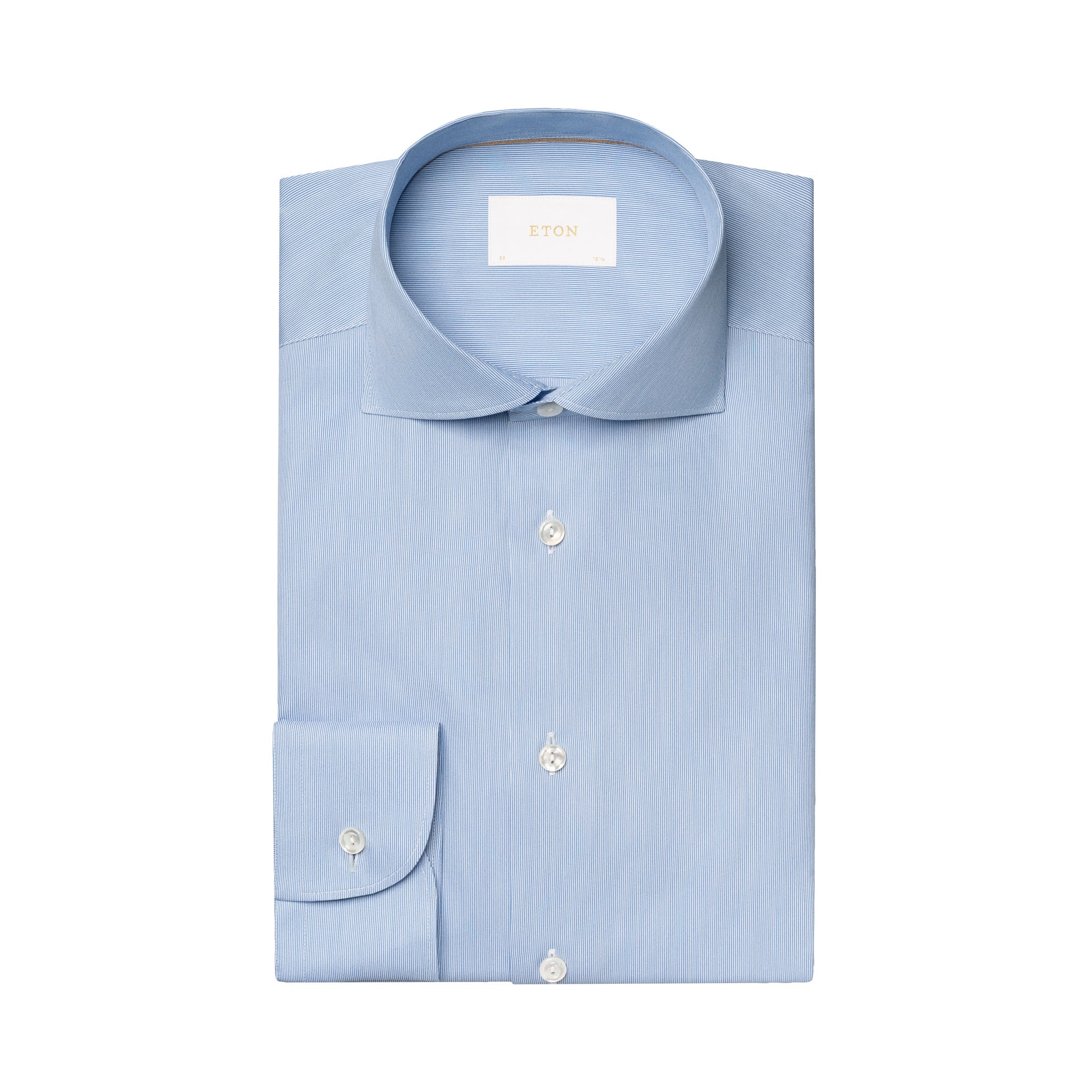 Blue Elevated Cotton-Silk Fine Stripe Slim Fit Dress Shirt - ETON