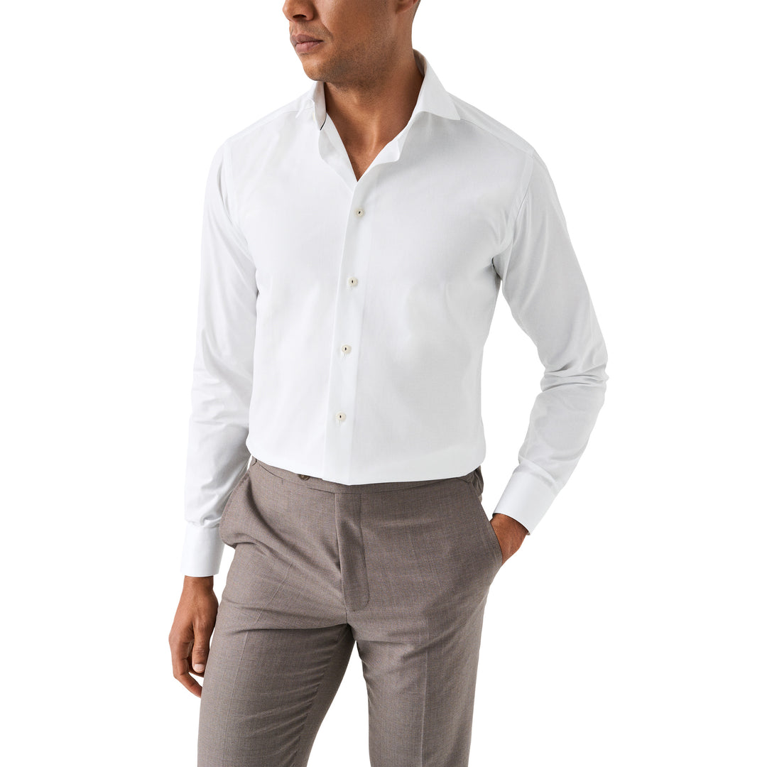 White Semi-Solid Signature Dobby Slim Fit Shirt - ETON