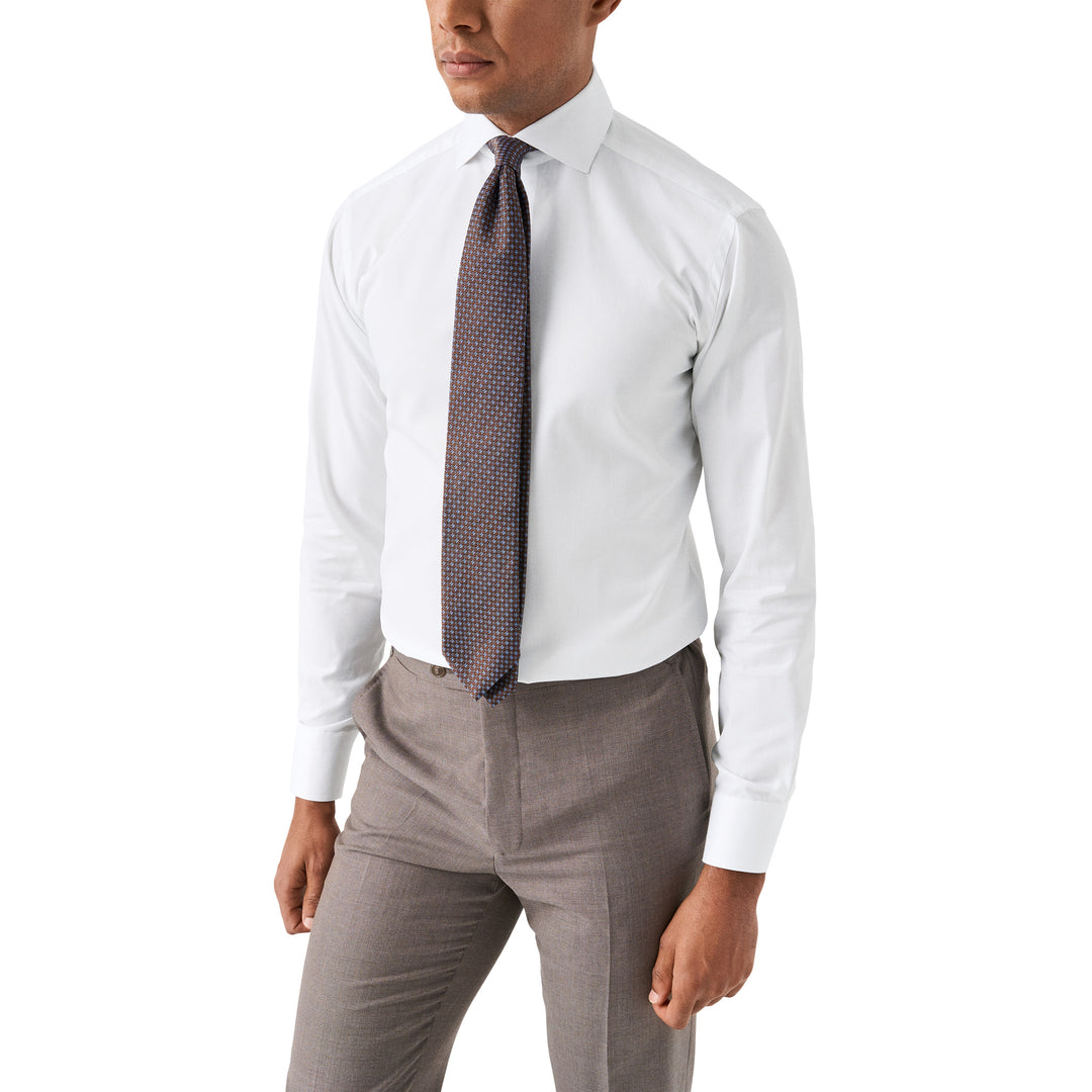 White Semi-Solid Signature Dobby Slim Fit Shirt - ETON
