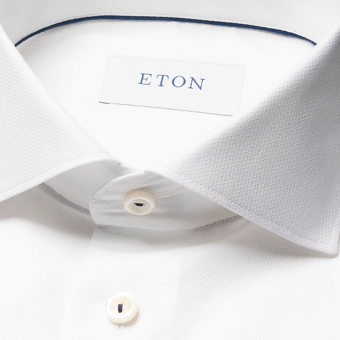 White Semi-Solid Signature Dobby Slim Fit Shirt - ETON