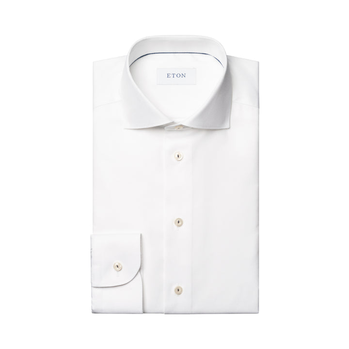 White Semi-Solid Signature Dobby Slim Fit Shirt - ETON
