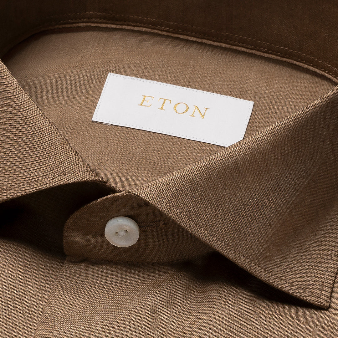 Light Brown Solid Merino Cashmere Contemporary Fit Shirt - ETON - Boutique Jacques International