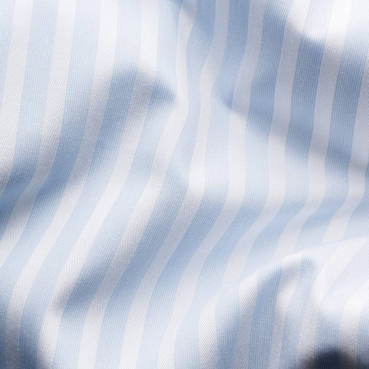Light Blue Bengal Striped Elevated Piqué Cotton Slim Fit Shirt - ETON
