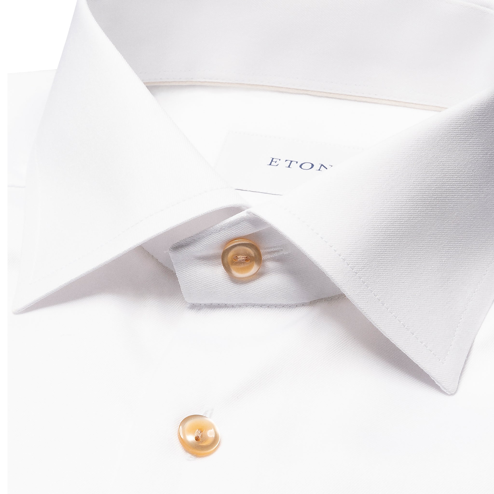 White Solid Beige Effect Signature Twill Slim Fit Shirt - ETON