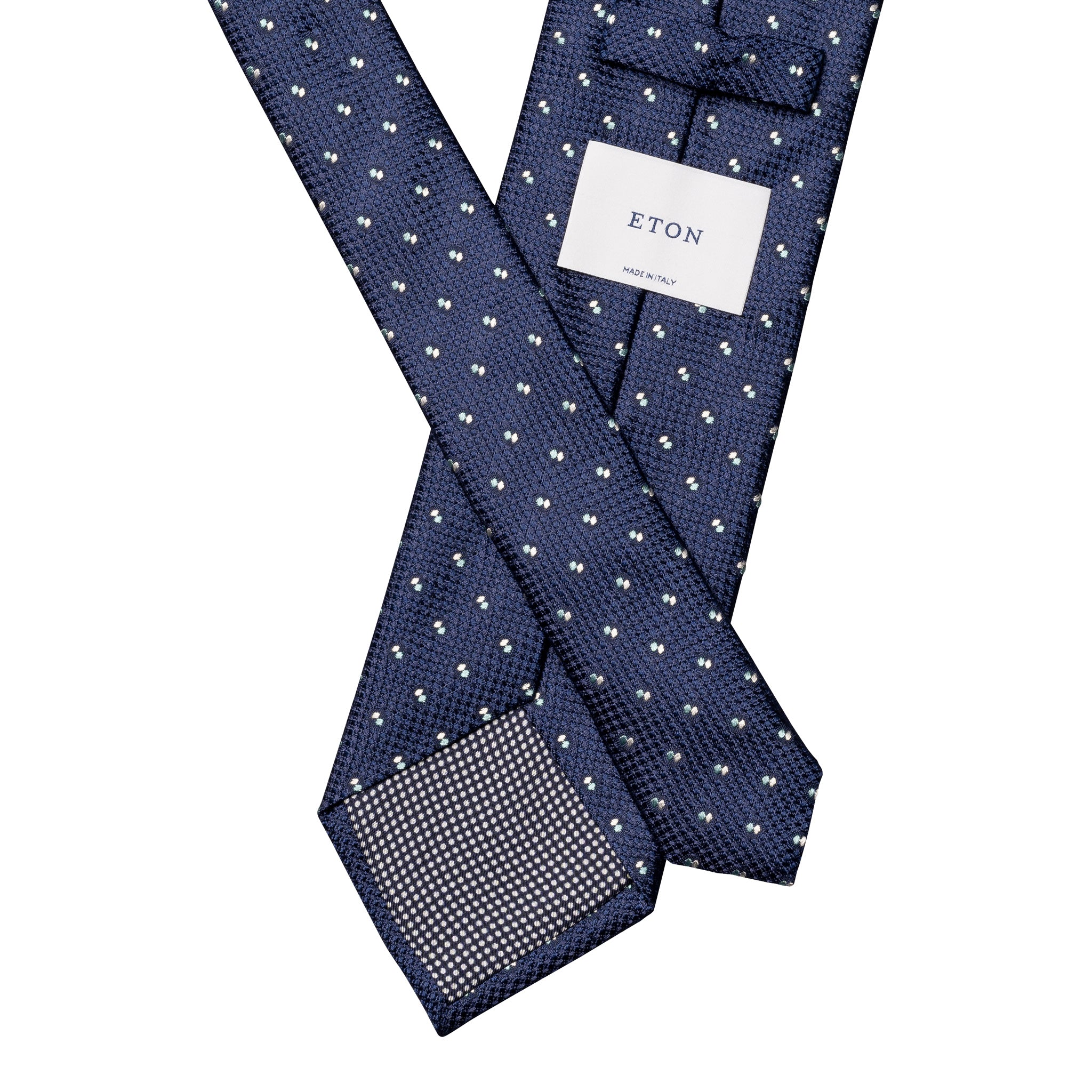 Navy Blue Pin Dot Woven Silk Tie - ETON