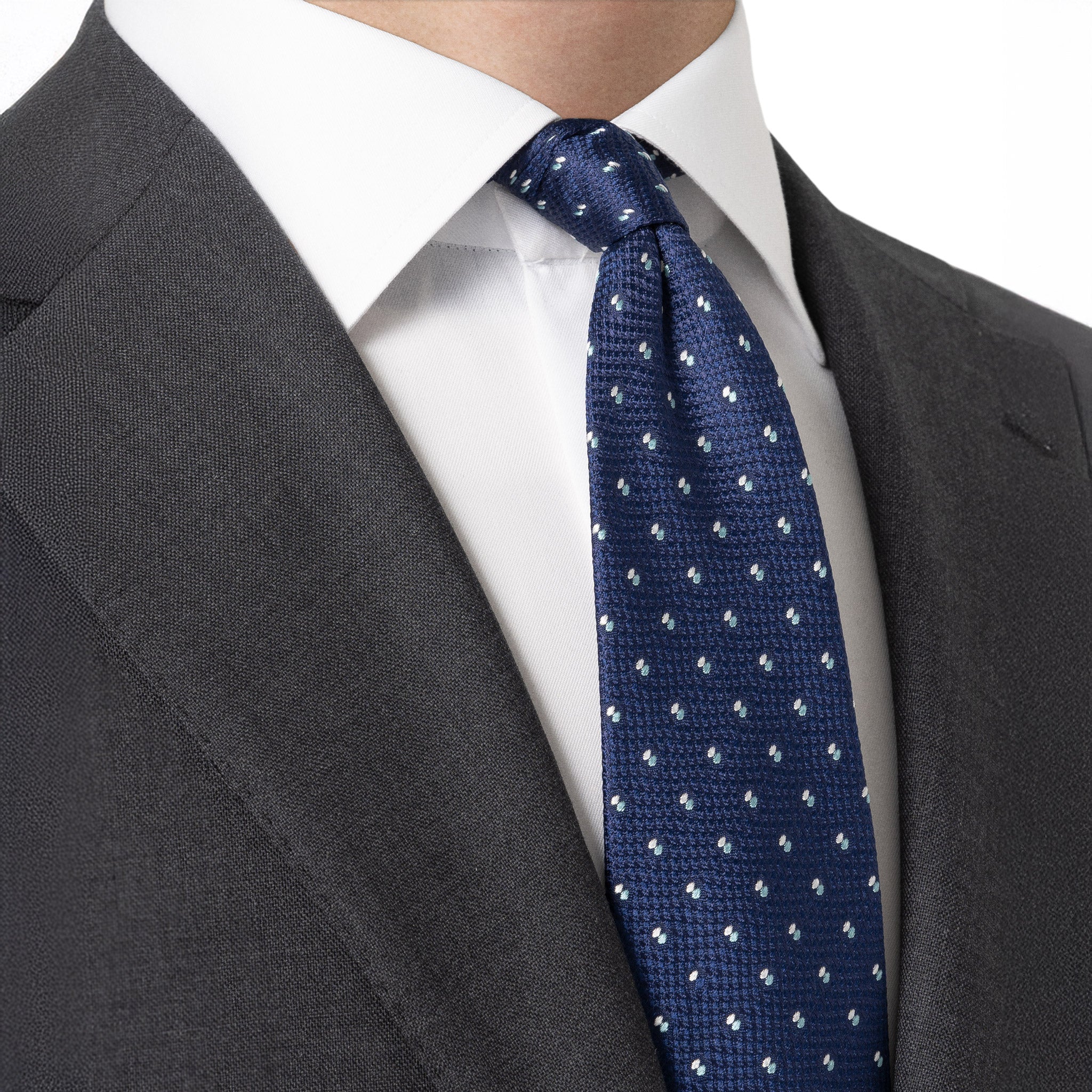 Navy Blue Pin Dot Woven Silk Tie - ETON