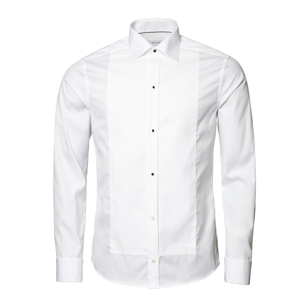 White Piqué Bib Stud-Front Slim Fit Tuxedo Shirt - ETON - Boutique Jacques International