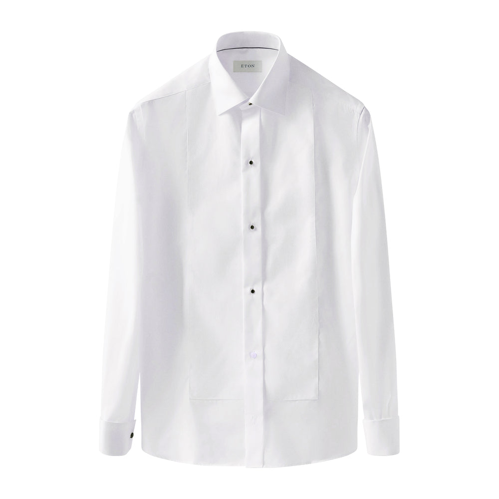 White Piqué Bib Stud-Front Slim Fit Tuxedo Shirt - ETON - Boutique Jacques International