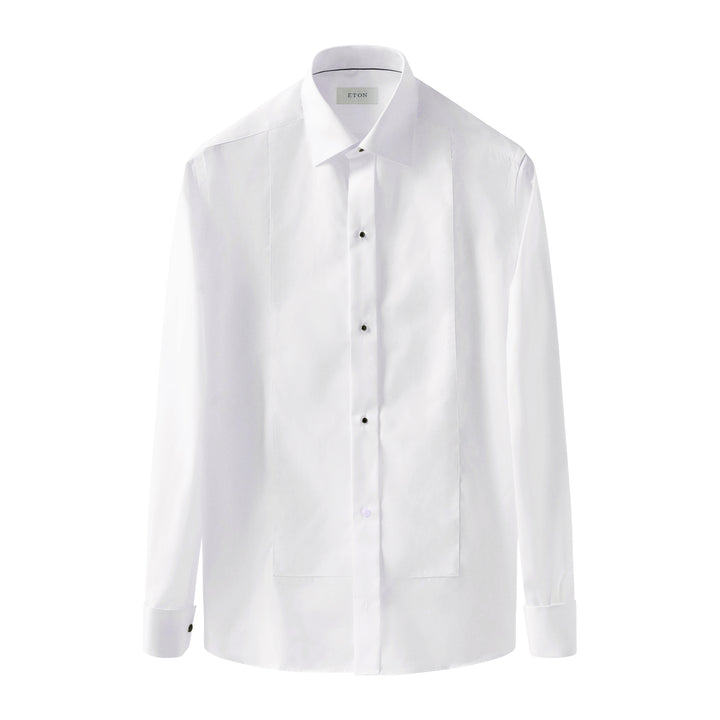 White Piqué Bib Stud-Front Slim Fit Tuxedo Shirt - ETON - Boutique Jacques International