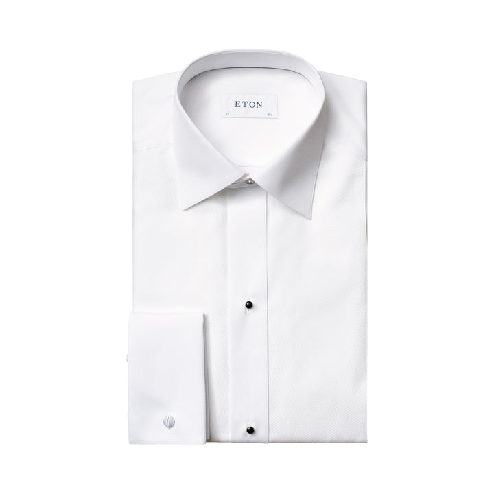 White Piqué Bib Stud-Front Slim Fit Tuxedo Shirt - ETON - Boutique Jacques International
