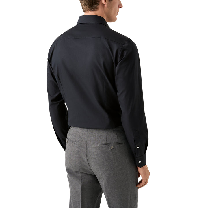 Black Textured Twill Contemporary Fit Shirt - ETON - Boutique Jacques International