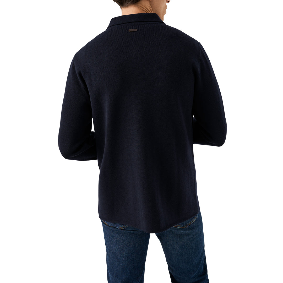 Navy Blue Wool Knit Milano Overshirt - ETON