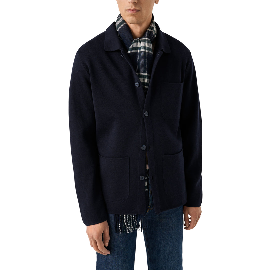 Navy Blue Wool Knit Milano Overshirt - ETON