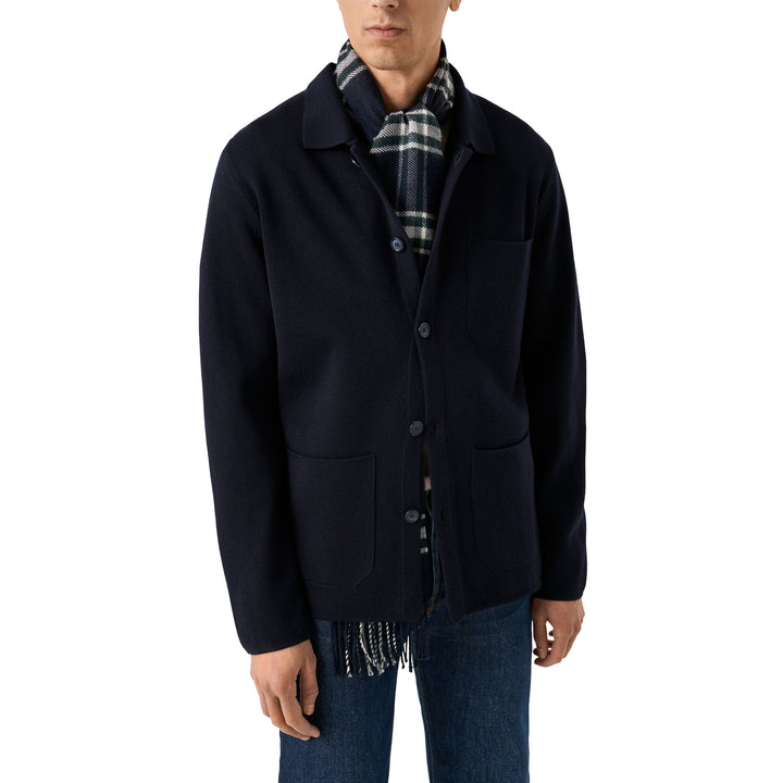 Navy Blue Wool Knit Milano Overshirt - ETON