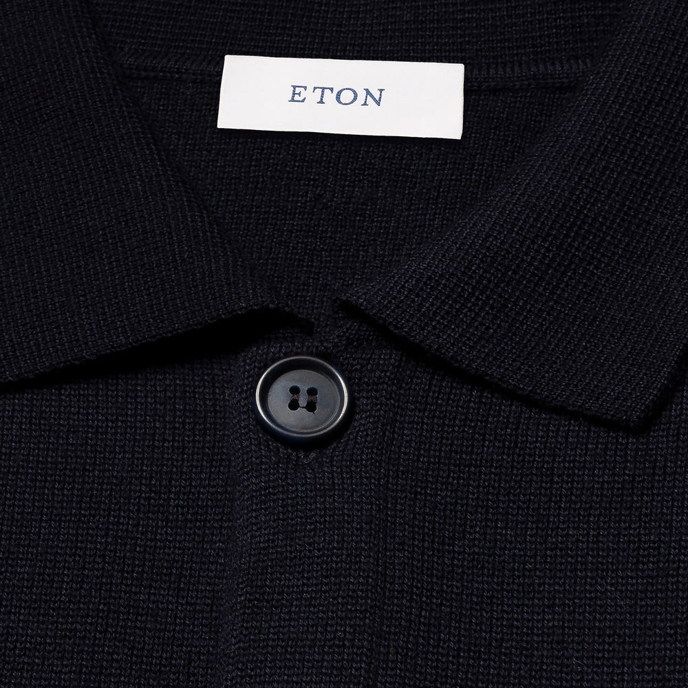 Navy Blue Wool Knit Milano Overshirt - ETON
