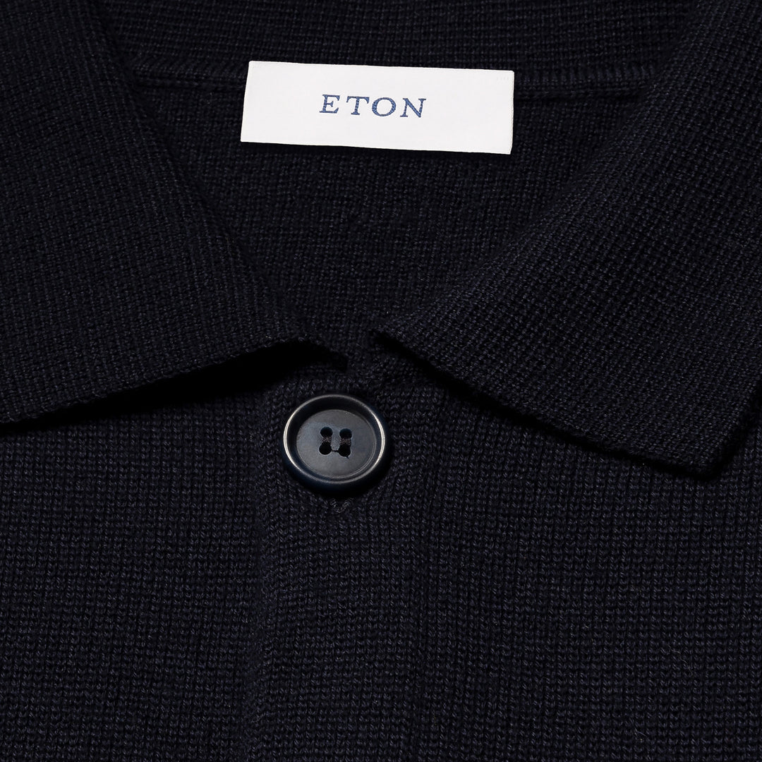 Navy Blue Wool Knit Milano Overshirt - ETON