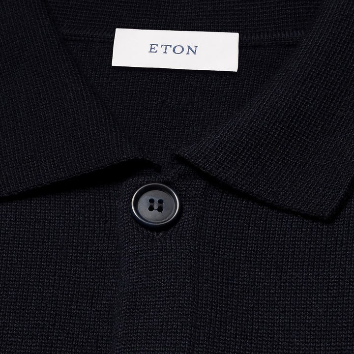 Navy Blue Wool Knit Milano Overshirt - ETON