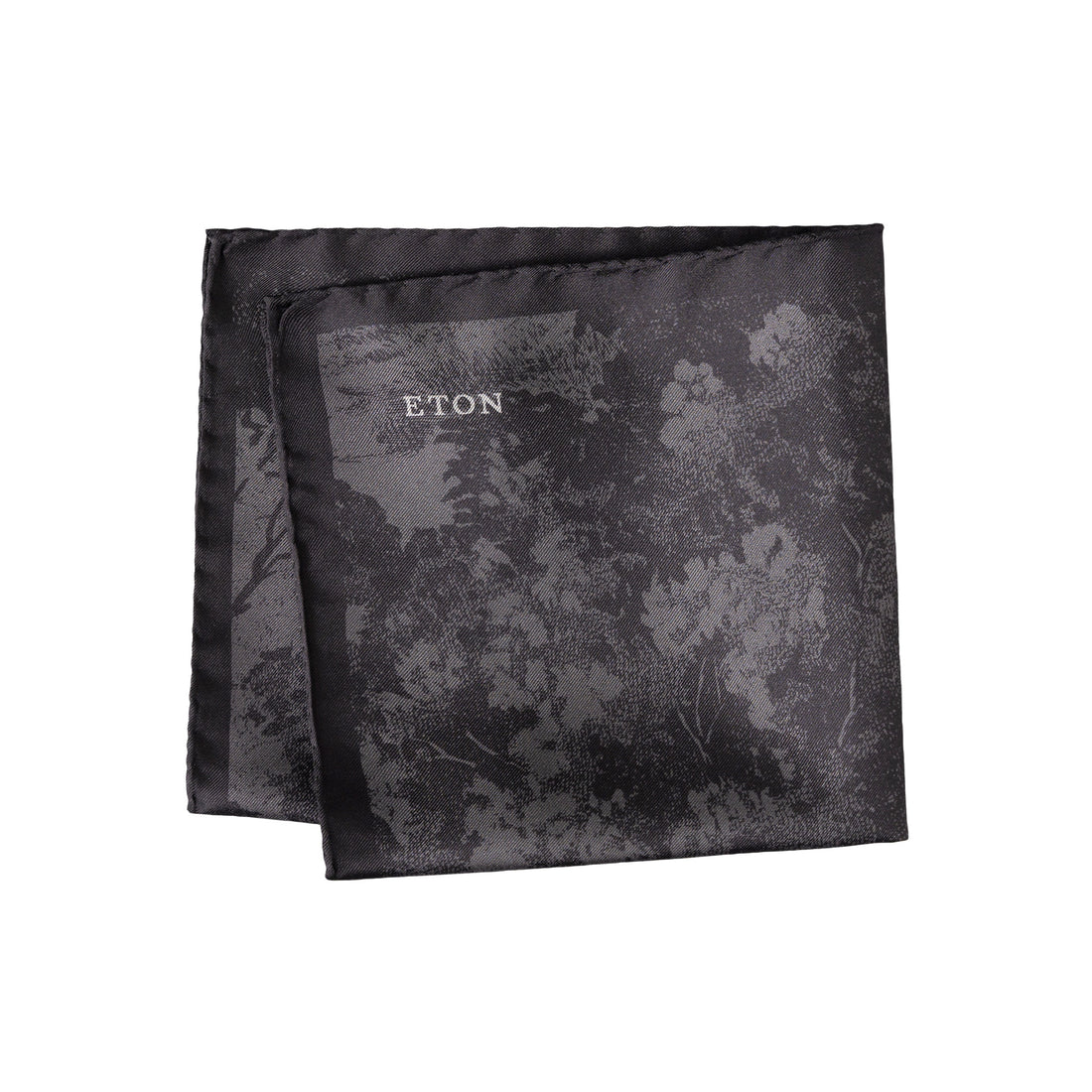 Black & Charcoal Patterned Silk Pocket Square - ETON