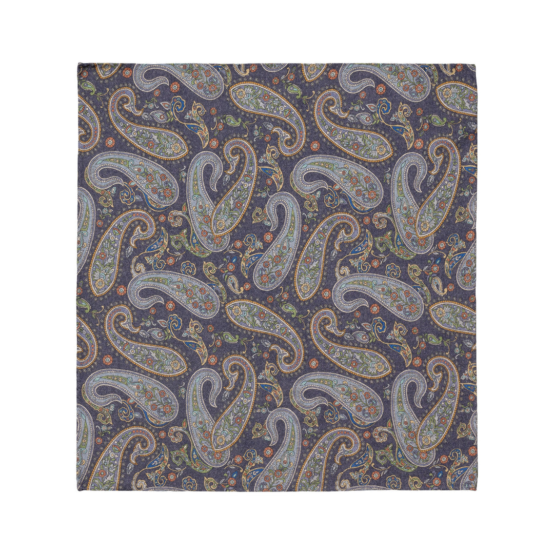 Mid blue Two-Face Wool Pocket Square - ETON