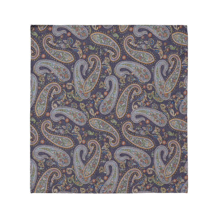 Mid blue Two-Face Wool Pocket Square - ETON