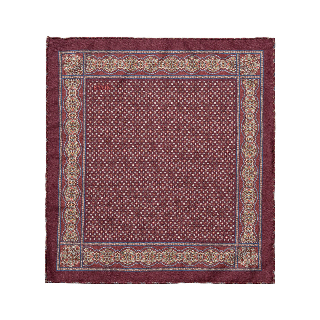 Burgundy Red Two-Face Wool Pocket Square - ETON