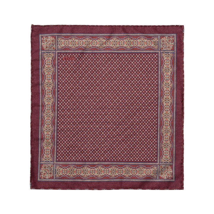 Burgundy Red Two-Face Wool Pocket Square - ETON