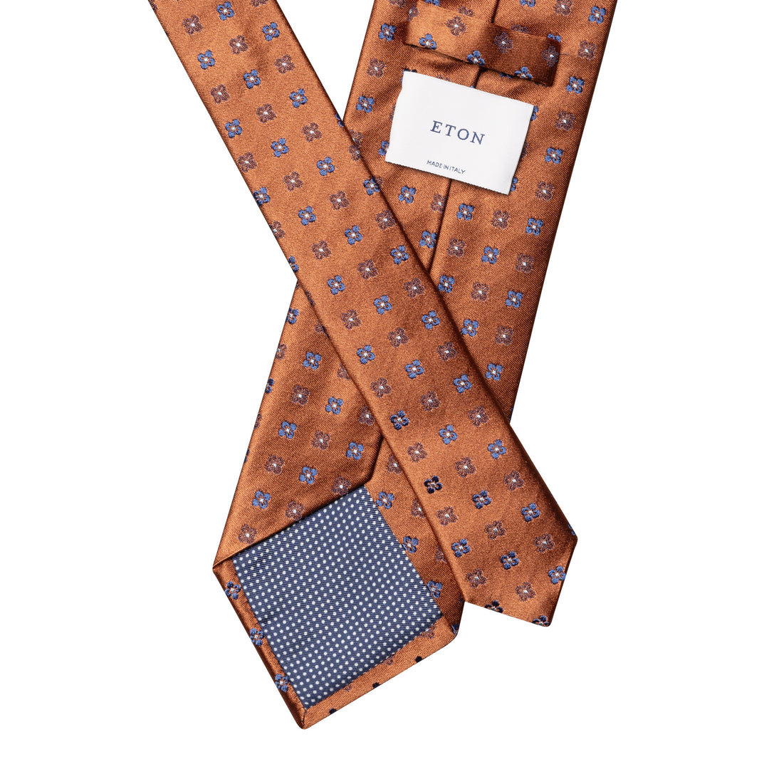 Orange Micro Floral Woven Silk Tie - ETON