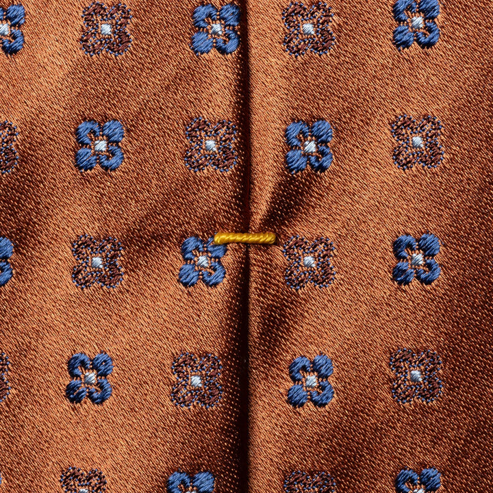 Orange Micro Floral Woven Silk Tie - ETON