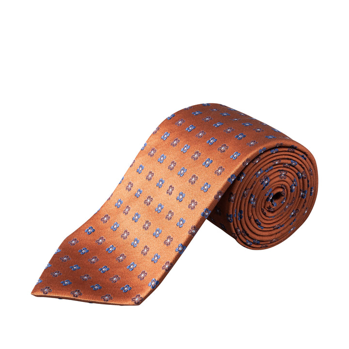 Orange Micro Floral Woven Silk Tie - ETON