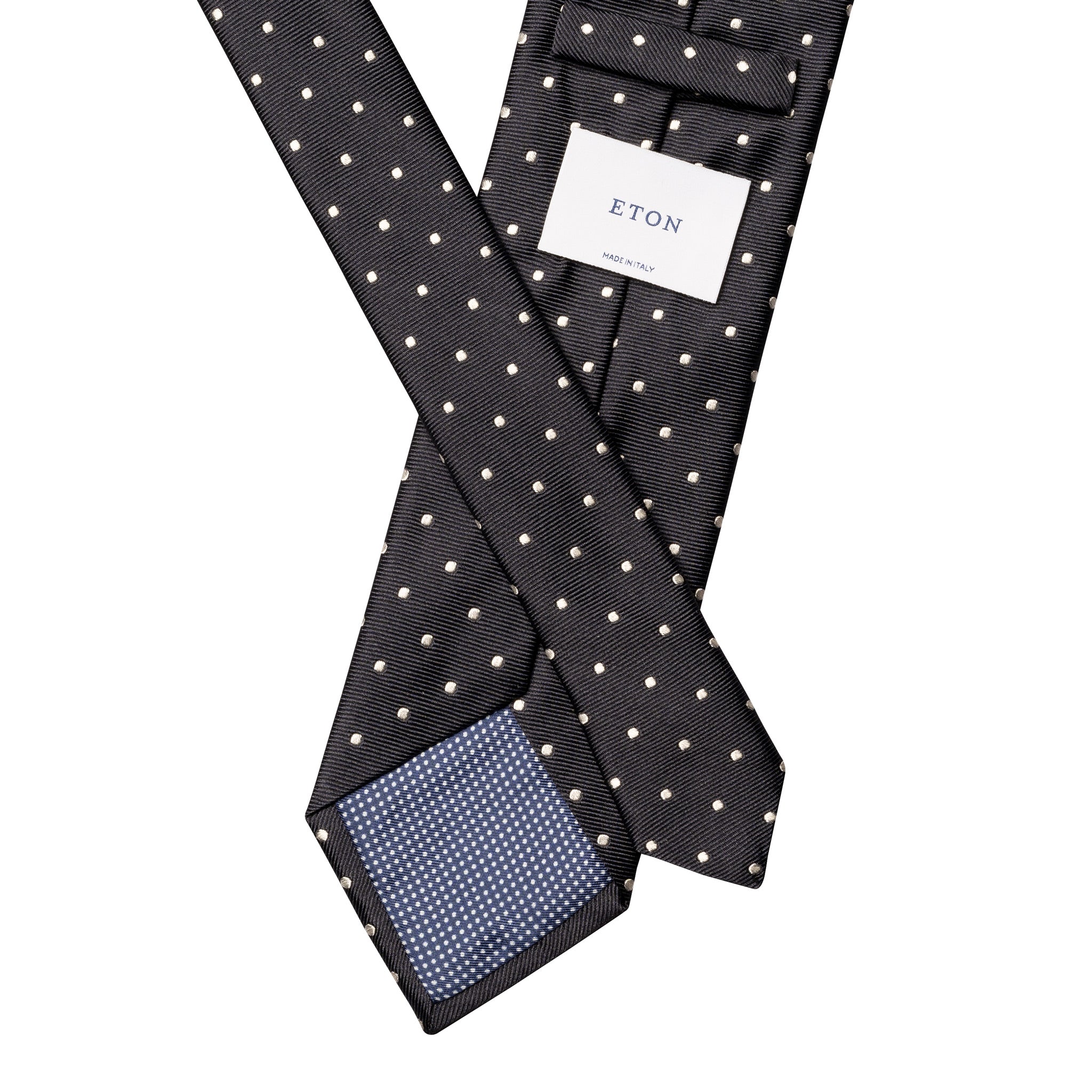 Midnight Blue Polka Dot Woven Silk Tie - ETON