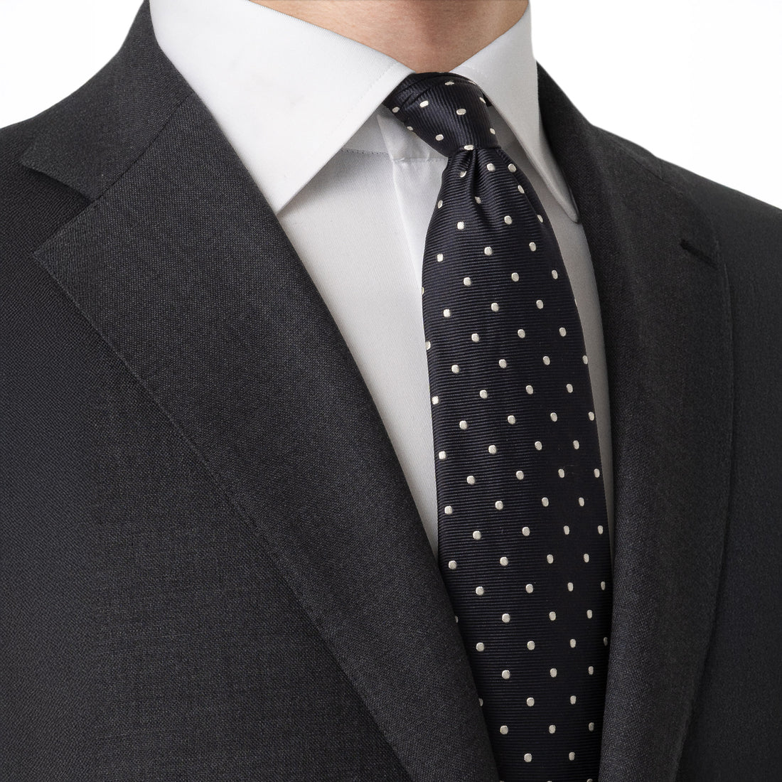 Midnight Blue Polka Dot Woven Silk Tie - ETON
