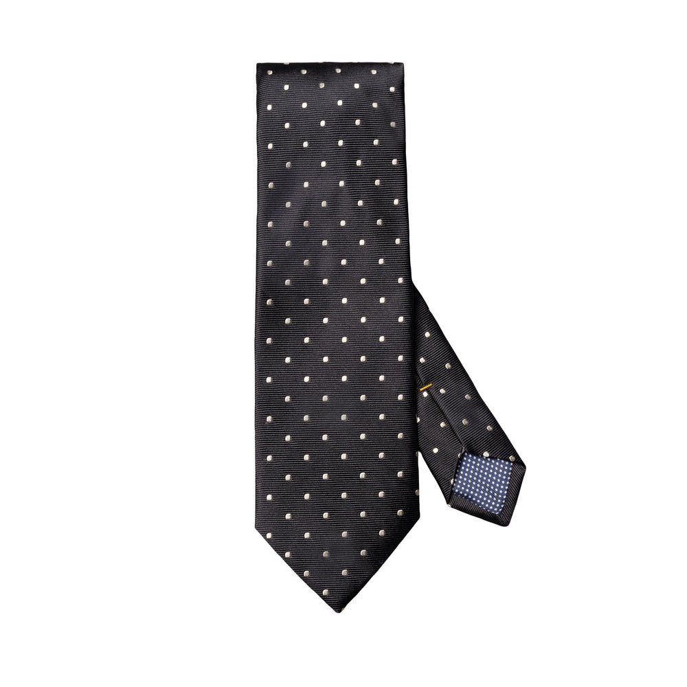 Midnight Blue Polka Dot Woven Silk Tie - ETON