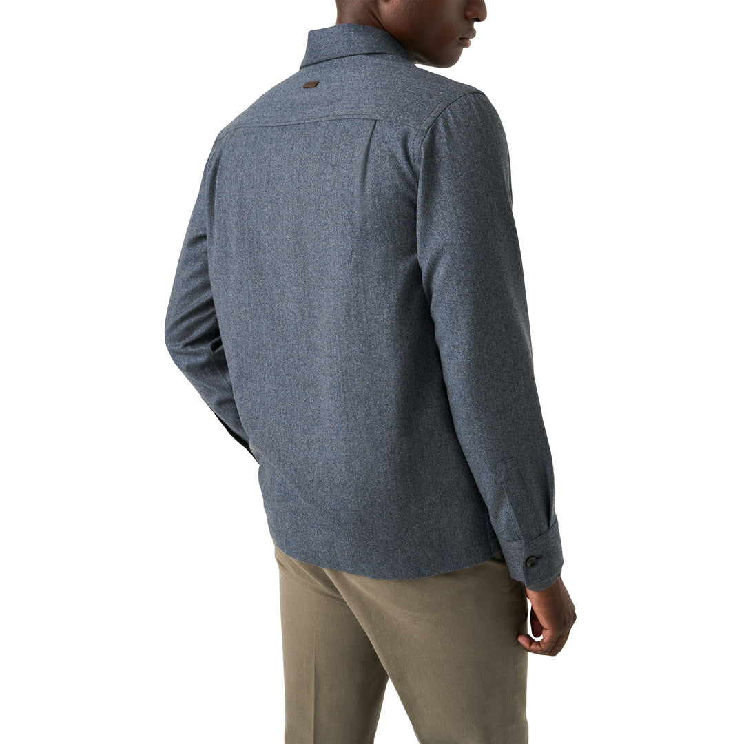 Steel Blue Active Wool Four-Pocket Overshirt - ETON