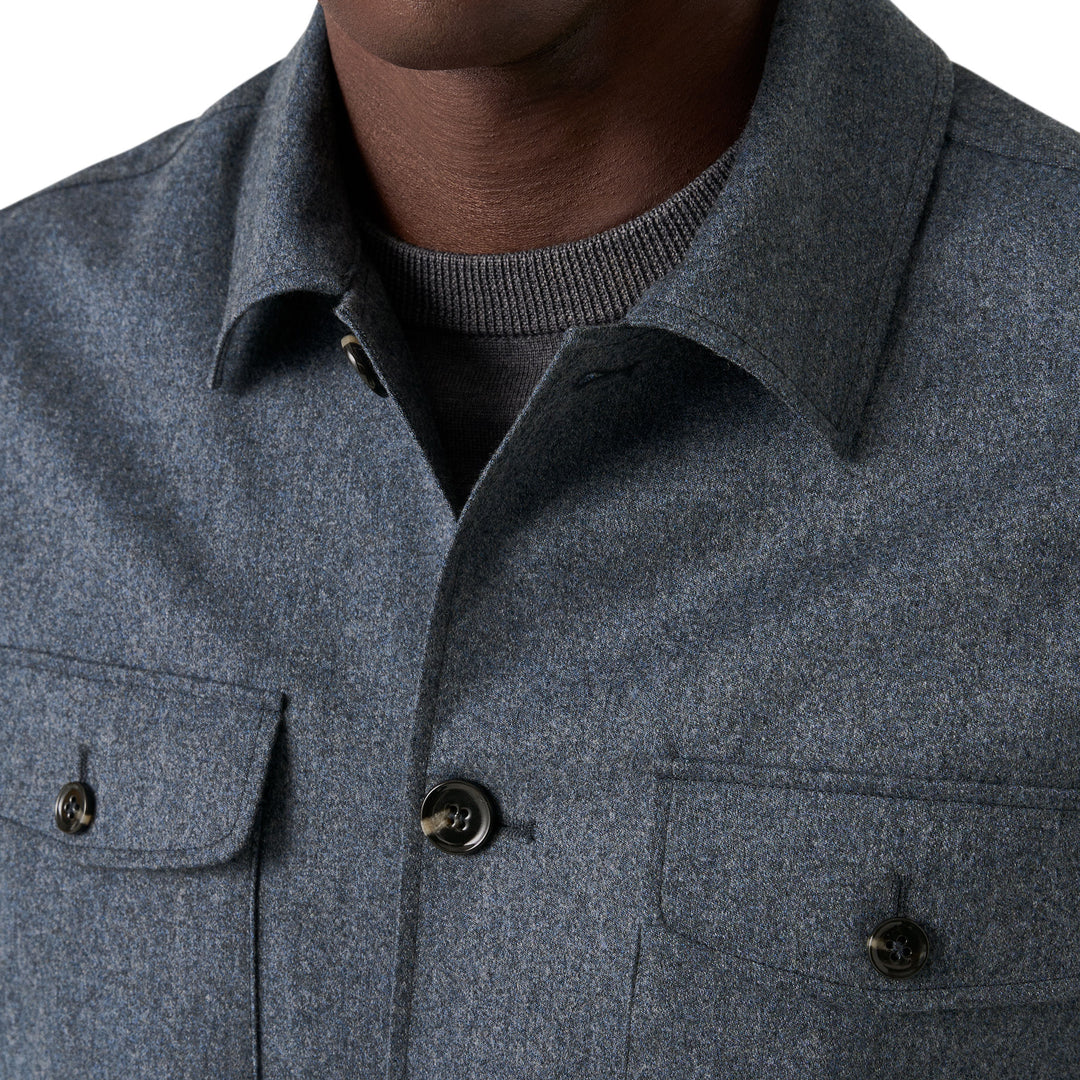 Steel Blue Active Wool Four-Pocket Overshirt - ETON