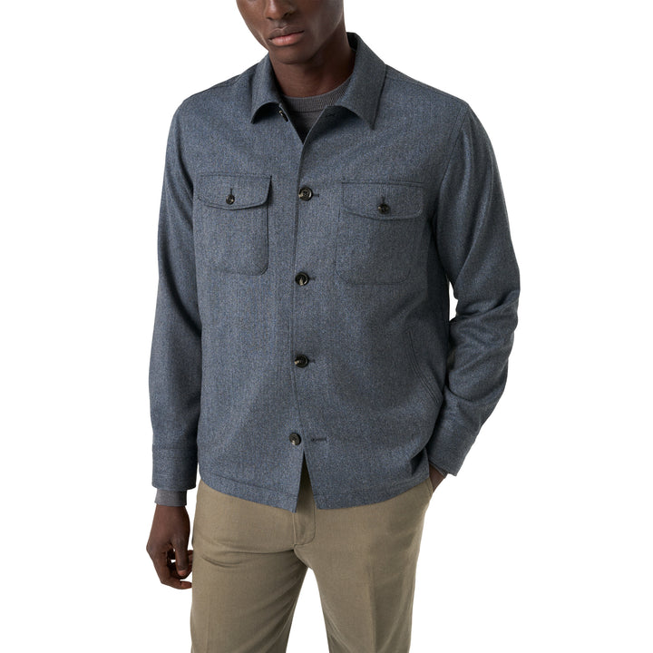 Steel Blue Active Wool Four-Pocket Overshirt - ETON