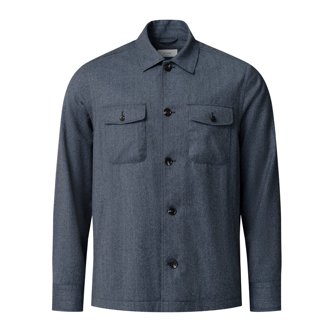 Steel Blue Active Wool Four-Pocket Overshirt - ETON