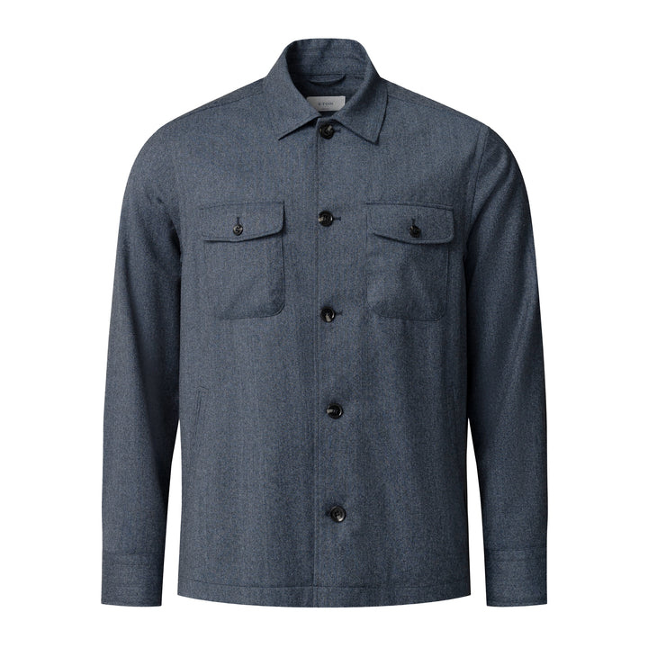 Steel Blue Active Wool Four-Pocket Overshirt - ETON