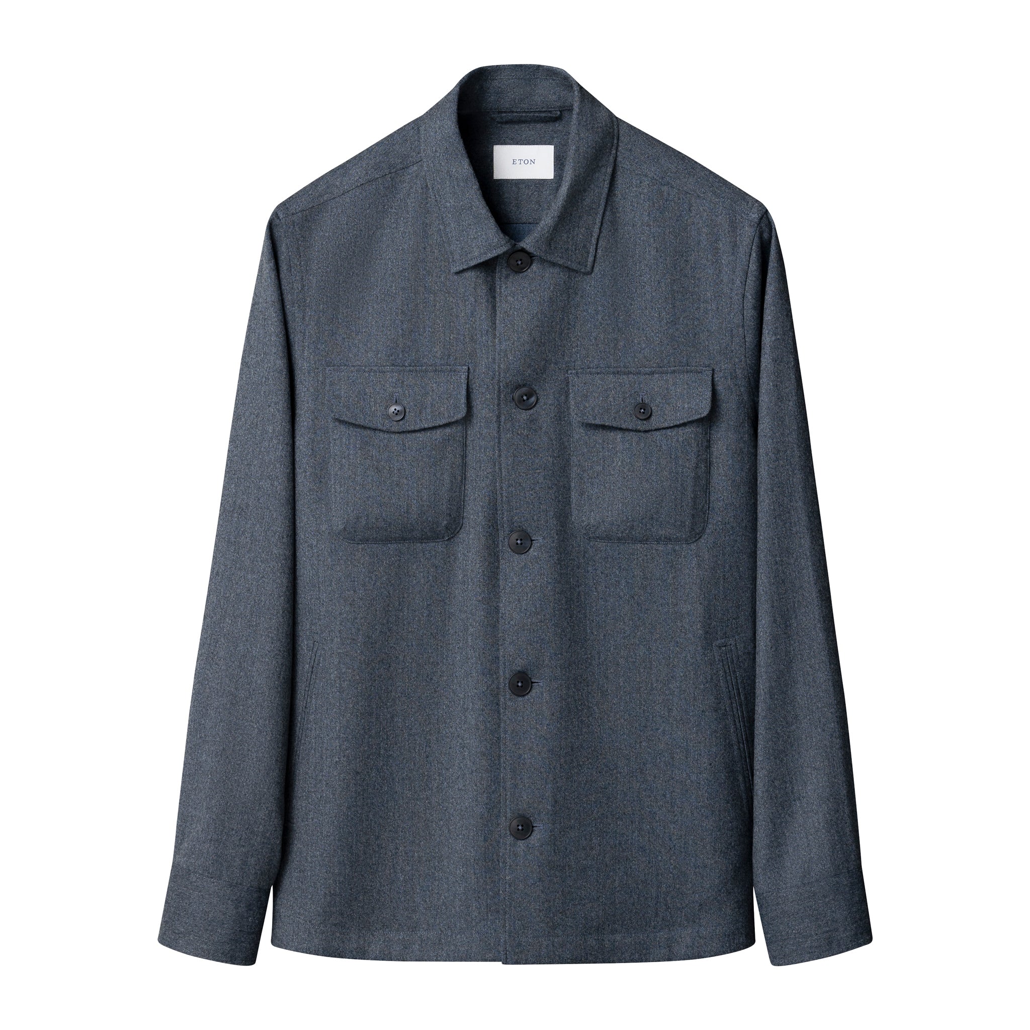 Steel Blue Active Wool Four-Pocket Overshirt - ETON