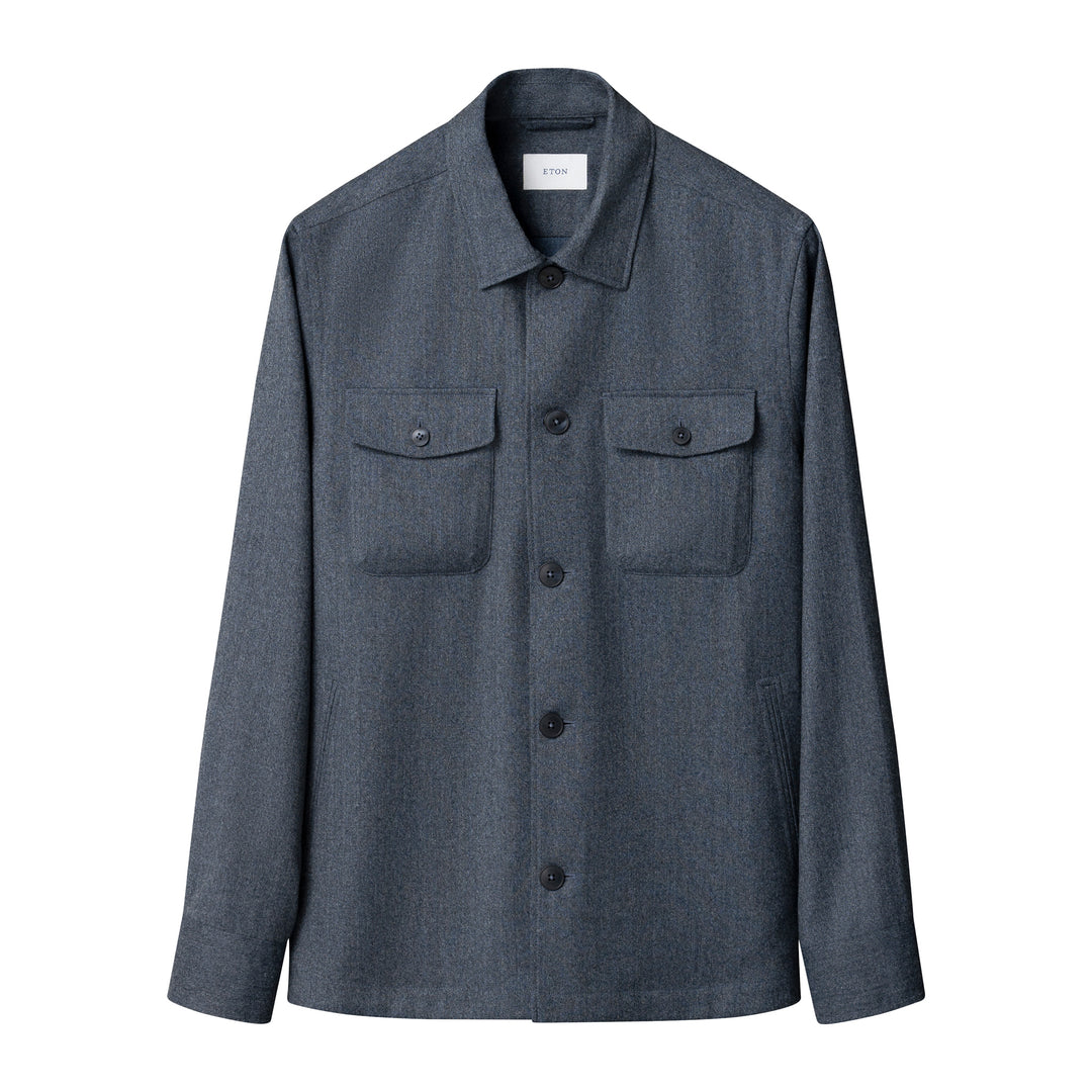 Steel Blue Active Wool Four-Pocket Overshirt - ETON