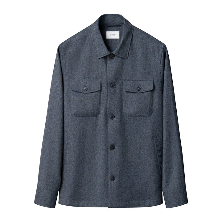 Steel Blue Active Wool Four-Pocket Overshirt - ETON