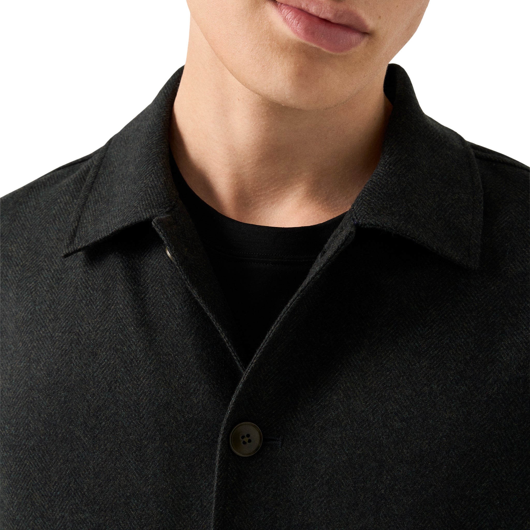 Dark Green Herringbone Wool-Cashmere Chore Jacket - ETON