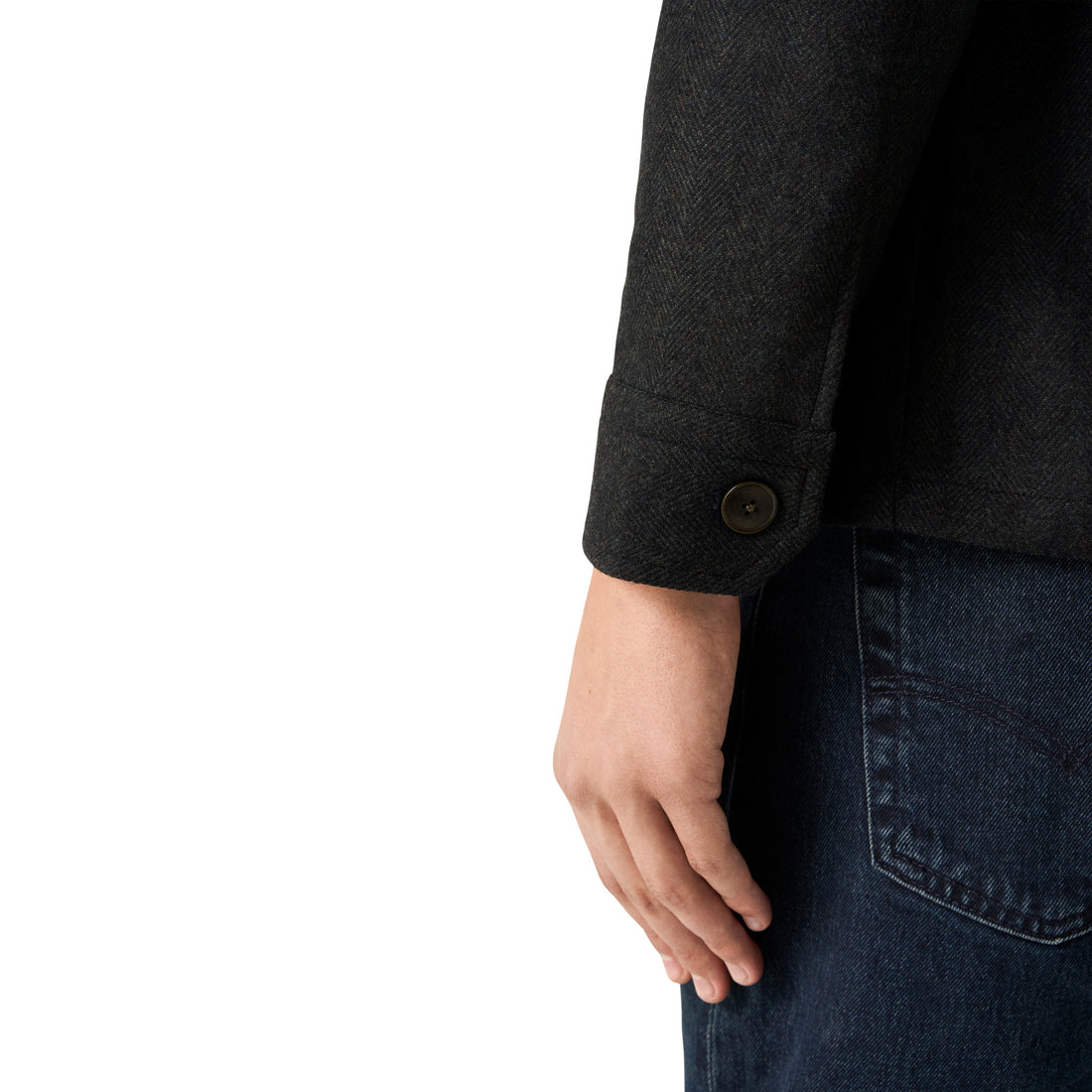 Dark Green Herringbone Wool-Cashmere Chore Jacket - ETON