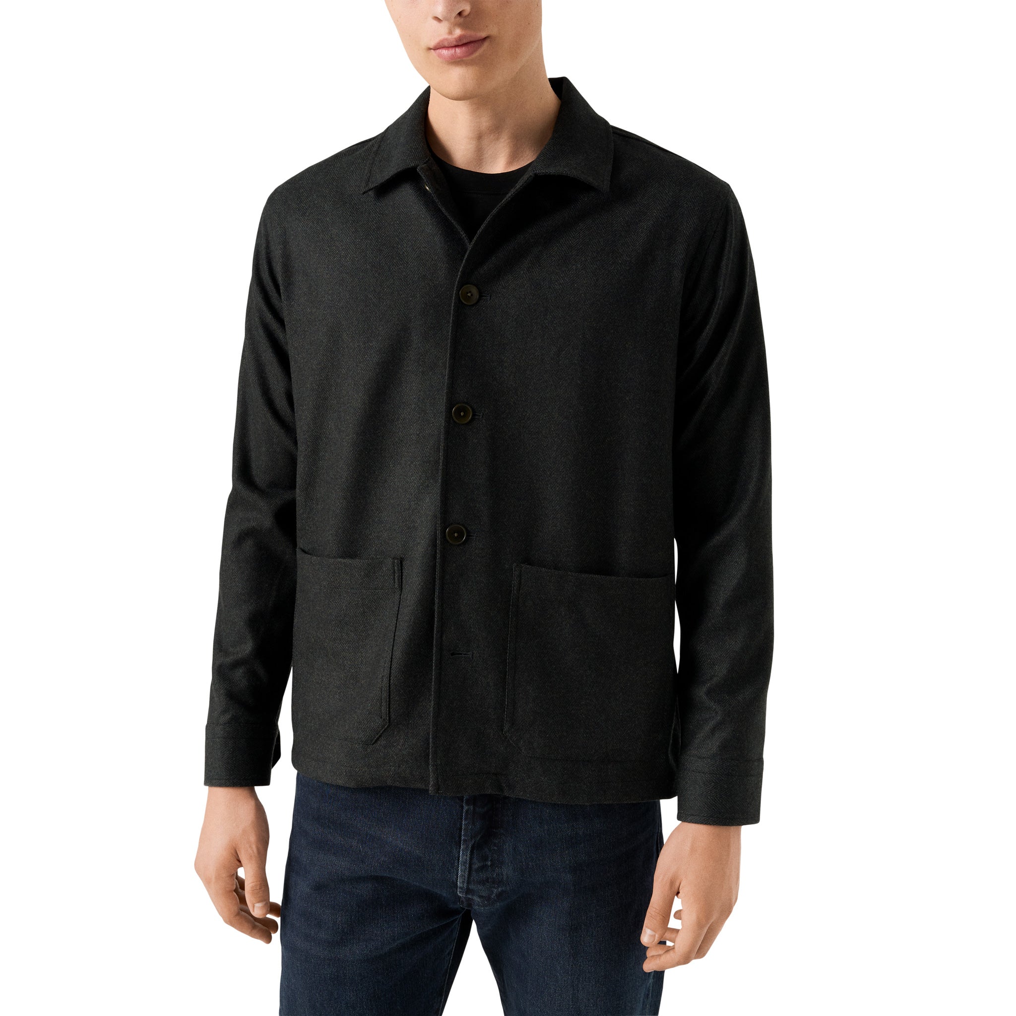 Dark Green Herringbone Wool-Cashmere Chore Jacket - ETON