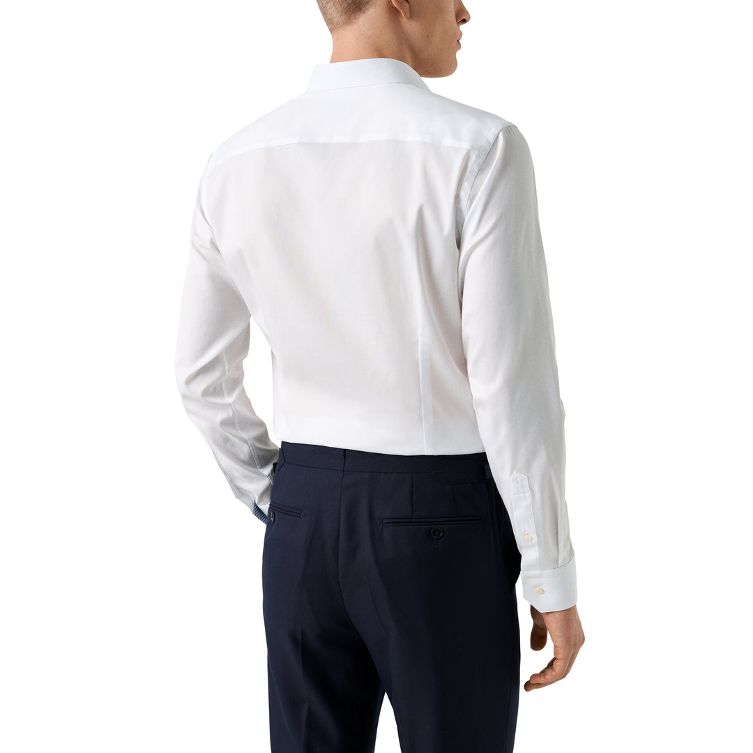 White Solid Geometric Effect Signature Twill Contemporary Fit Shirt - ETON
