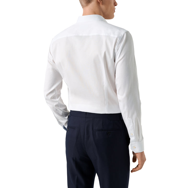 White Solid Geometric Effect Signature Twill Contemporary Fit Shirt - ETON