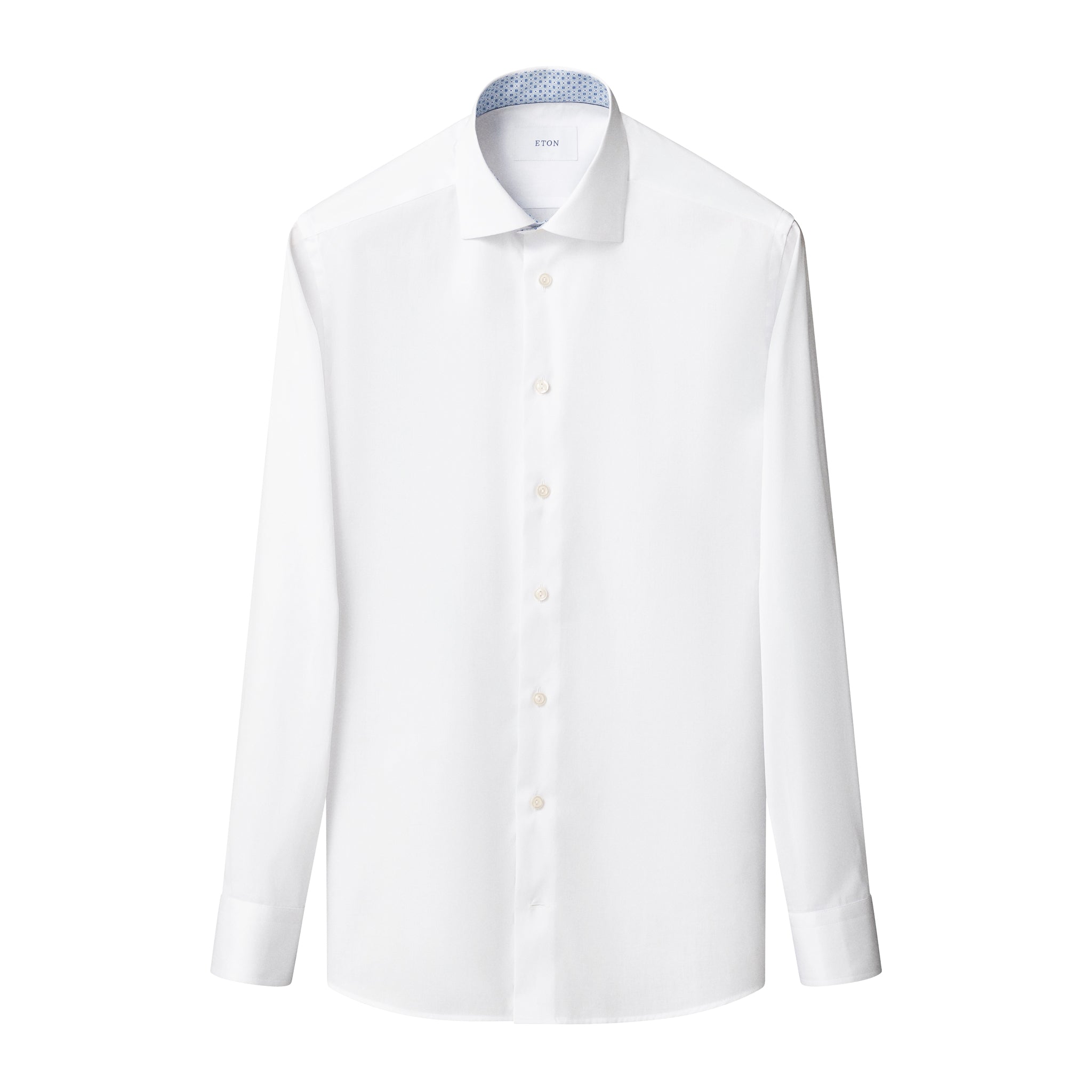 White Solid Geometric Effect Signature Twill Contemporary Fit Shirt - ETON