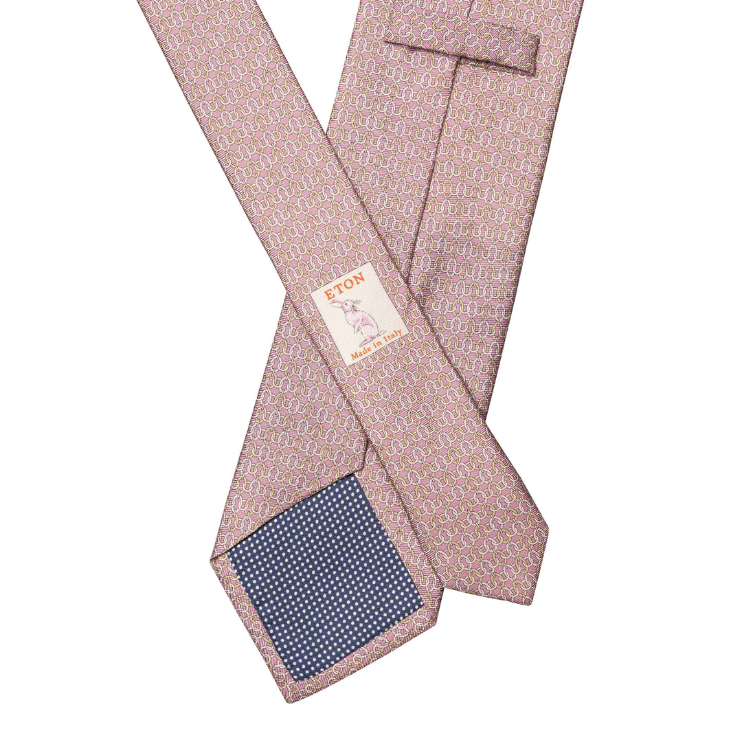 Light Pink Geometric Chain Print Silk Tie - ETON