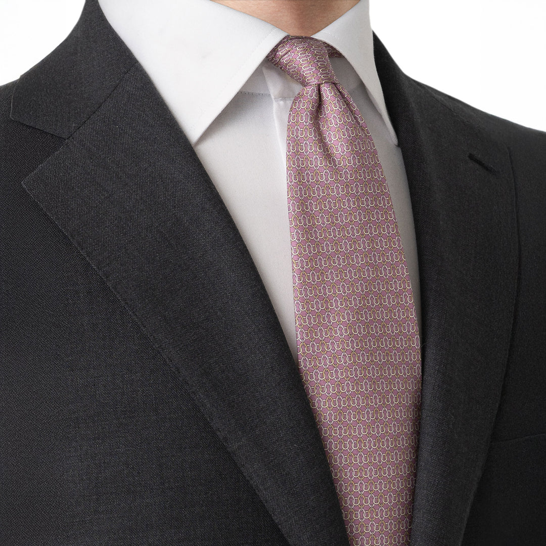 Light Pink Geometric Chain Print Silk Tie - ETON