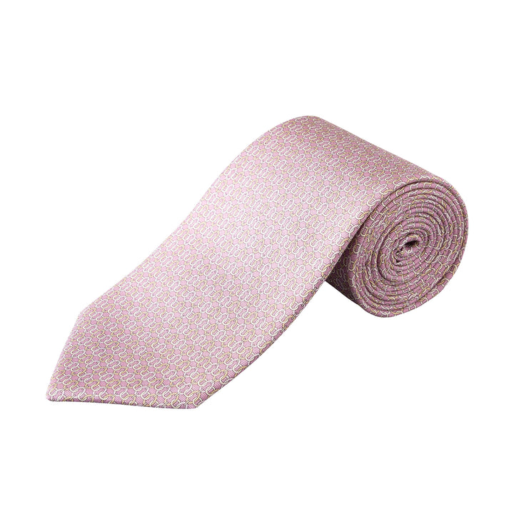 Light Pink Geometric Chain Print Silk Tie - ETON