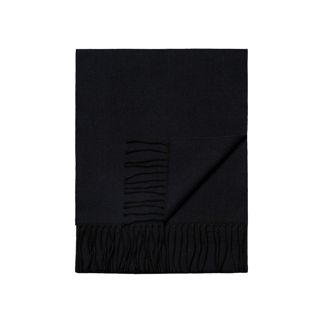 Dark Blue Herringbone Merino Wool Scarf - ETON